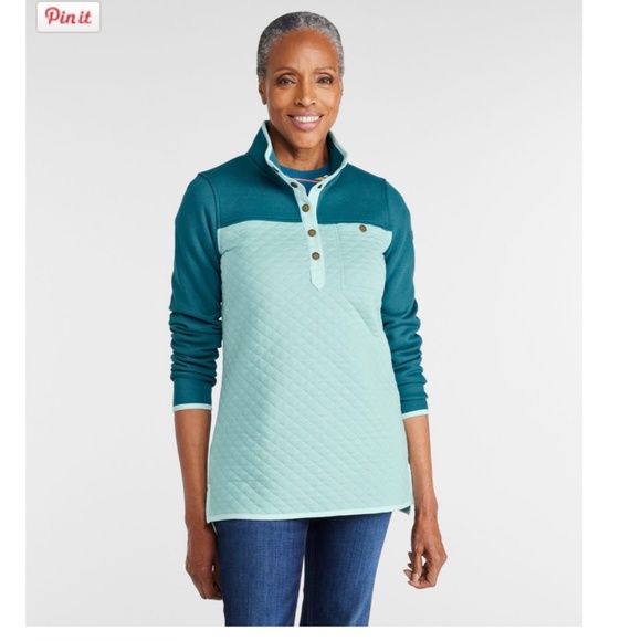 L.L. Bean Women’s Quilted Mock neck Tunic Color-block Size Medium - Picture 1 of 9